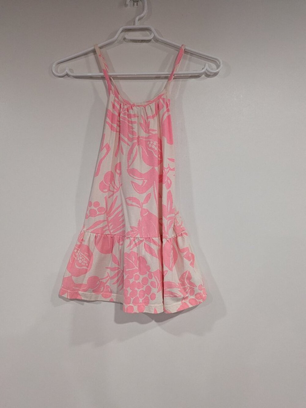 Gap Kids Ruffle Tropical Print Dress Pink White Size Small